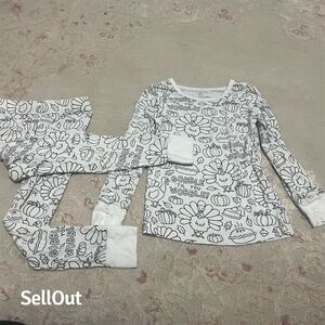 Caden lane Kids 3T Multicolor Bamboo Pajama Set Turkeys & Pumpkins